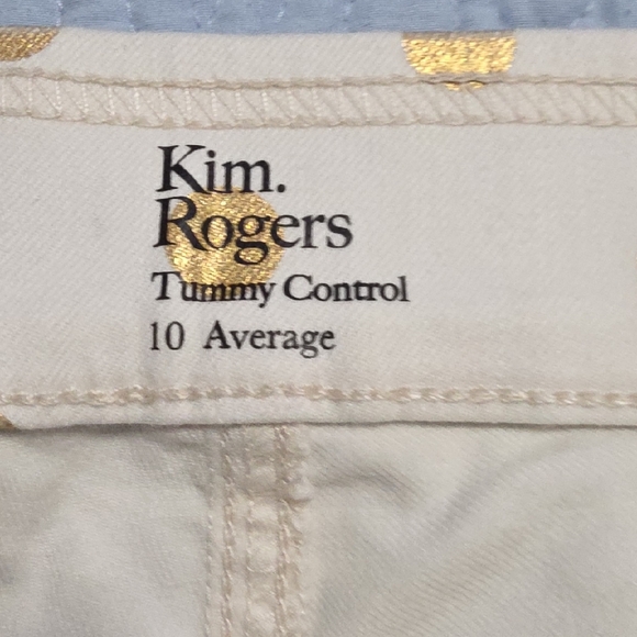 Kim Rogers White Jeans with Gold Polka Dots - Picture 3 of 3